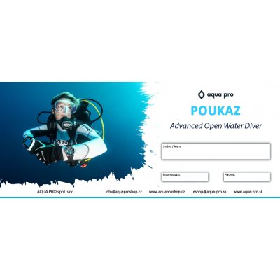 Darčekový certifikát Advanced Open Water Diver
