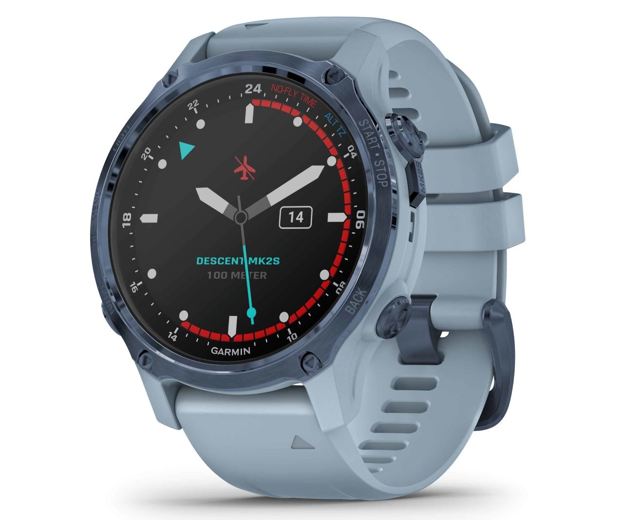 Potápačské hodinky Descent™ Mk2s - 43 mm, Mineral Blue, Sea Foam Band